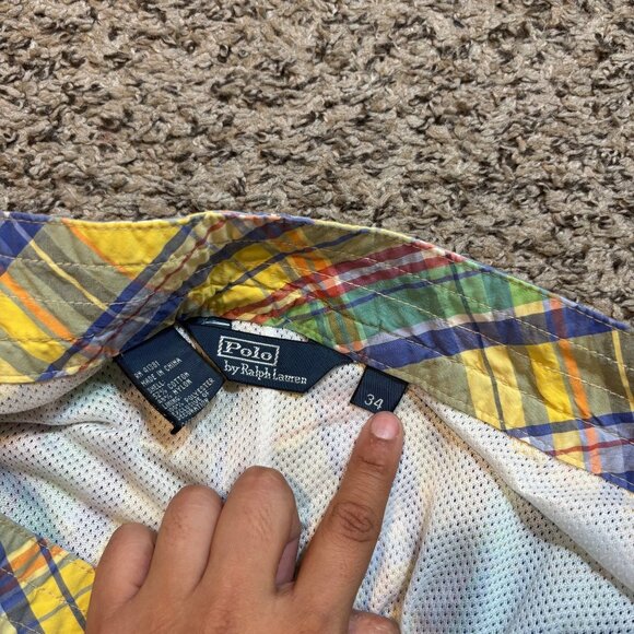 Polo by Ralph Lauren Mens Yellow Multicolor Plaid Swim Trunks W/ Drawstring Size - Picture 3 of 6